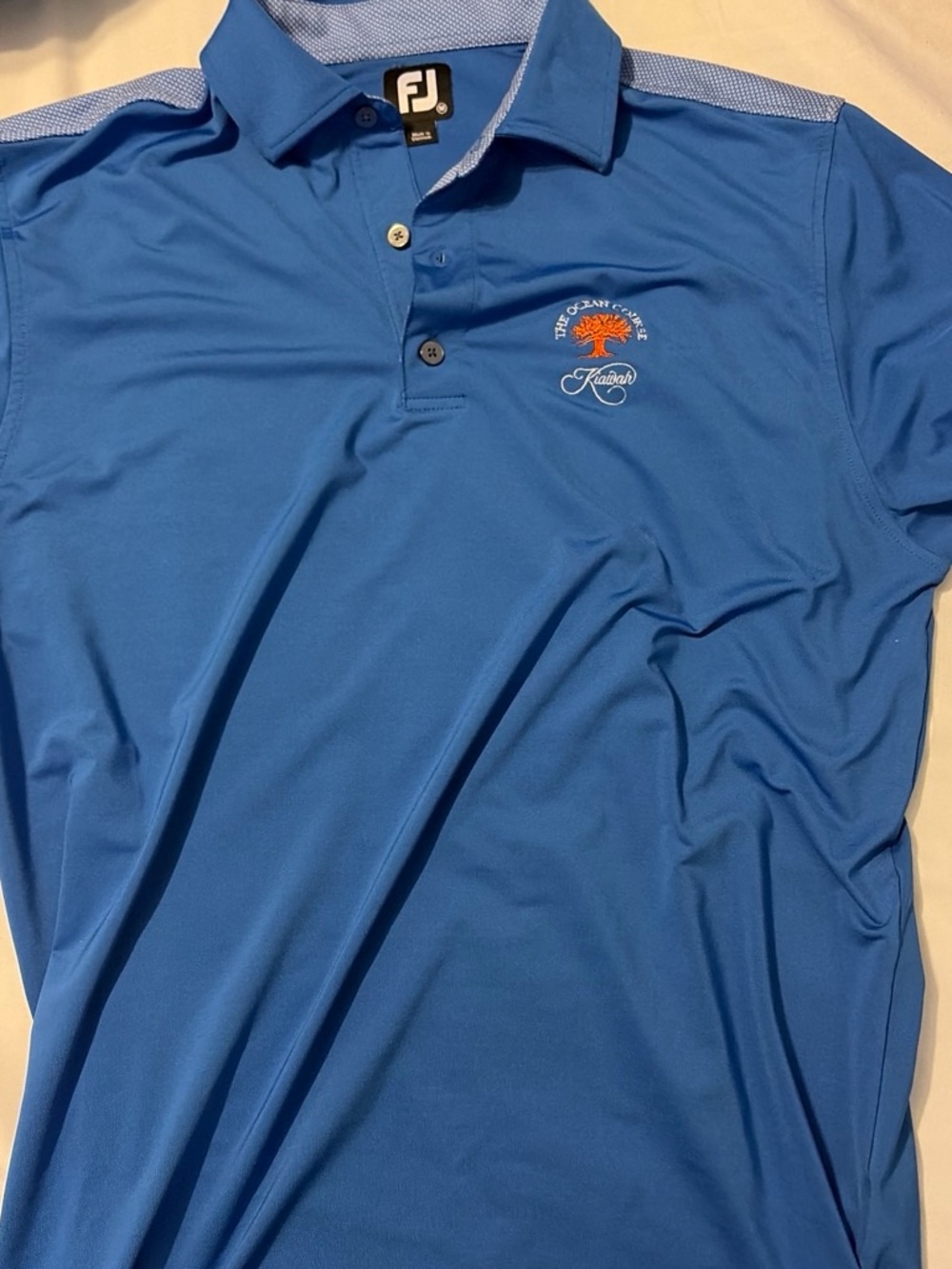 FootJoy Blue Golf Polo with Embroidered Chest Logo